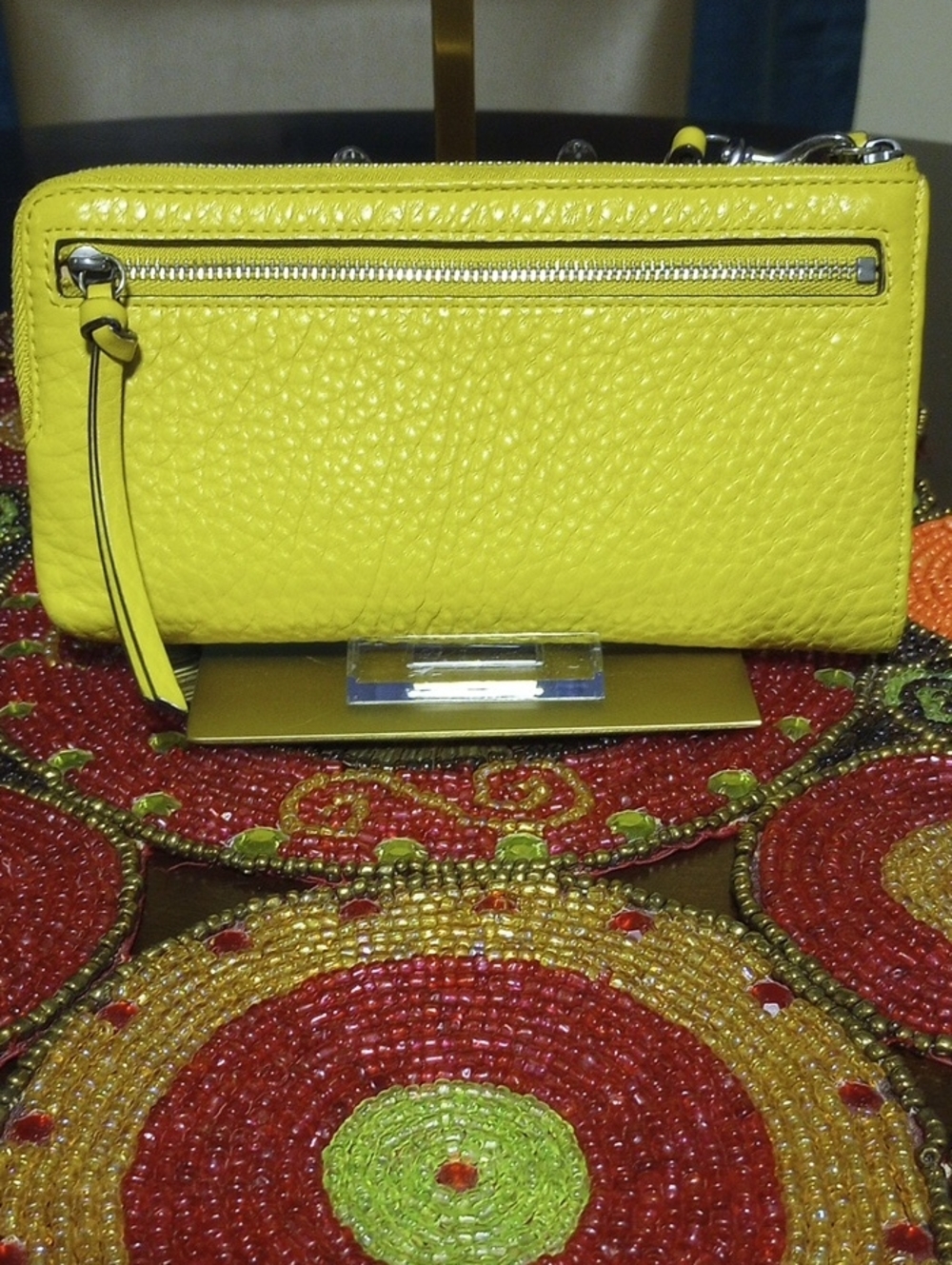 Coach Leather Wristlet Yellow - Picture 4 of 16